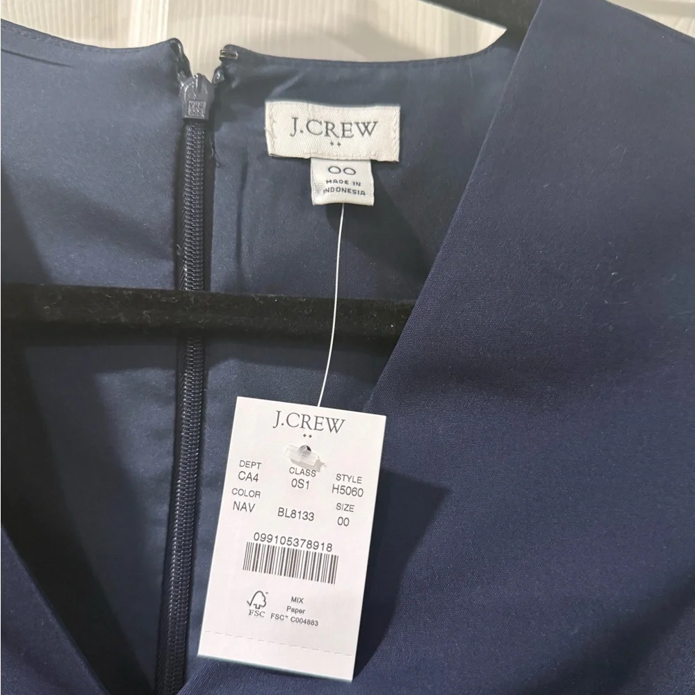 NEW J. Crew V-Neck Short Sleeve Dress - Size 00 | Color: Navy Blue